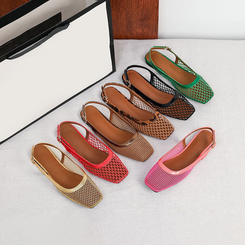 Women Shoes Japan - Sandálias de malha com bico quadrado,