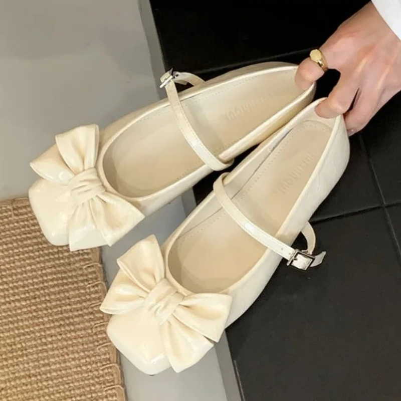 Women Shoes Elegant - Bonito bowknot dedo do pé quadrado