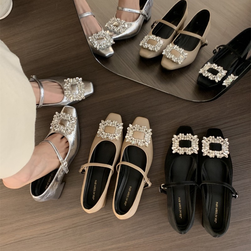 Women Shoes Elegant - Prata fundo plano estilo francês sapatos