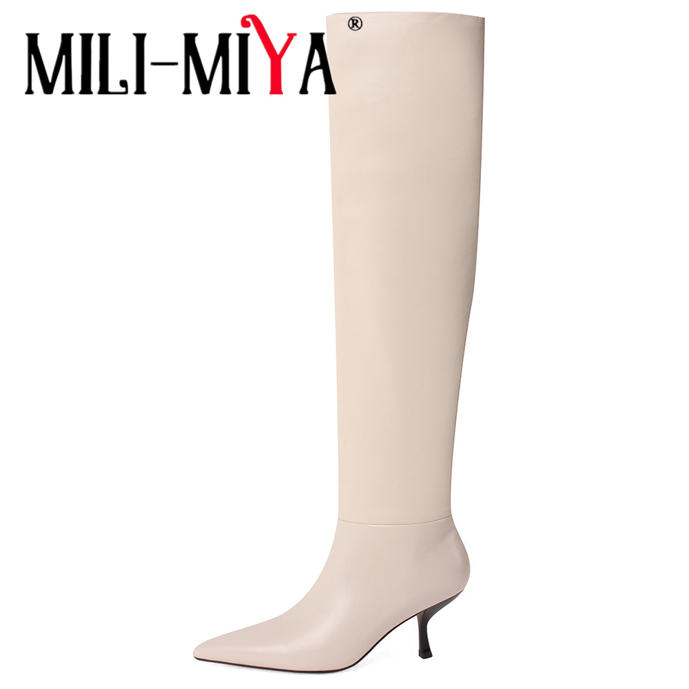 Wide Fit Heels - MILI-MIYA Botas femininas clássicas de microfibra