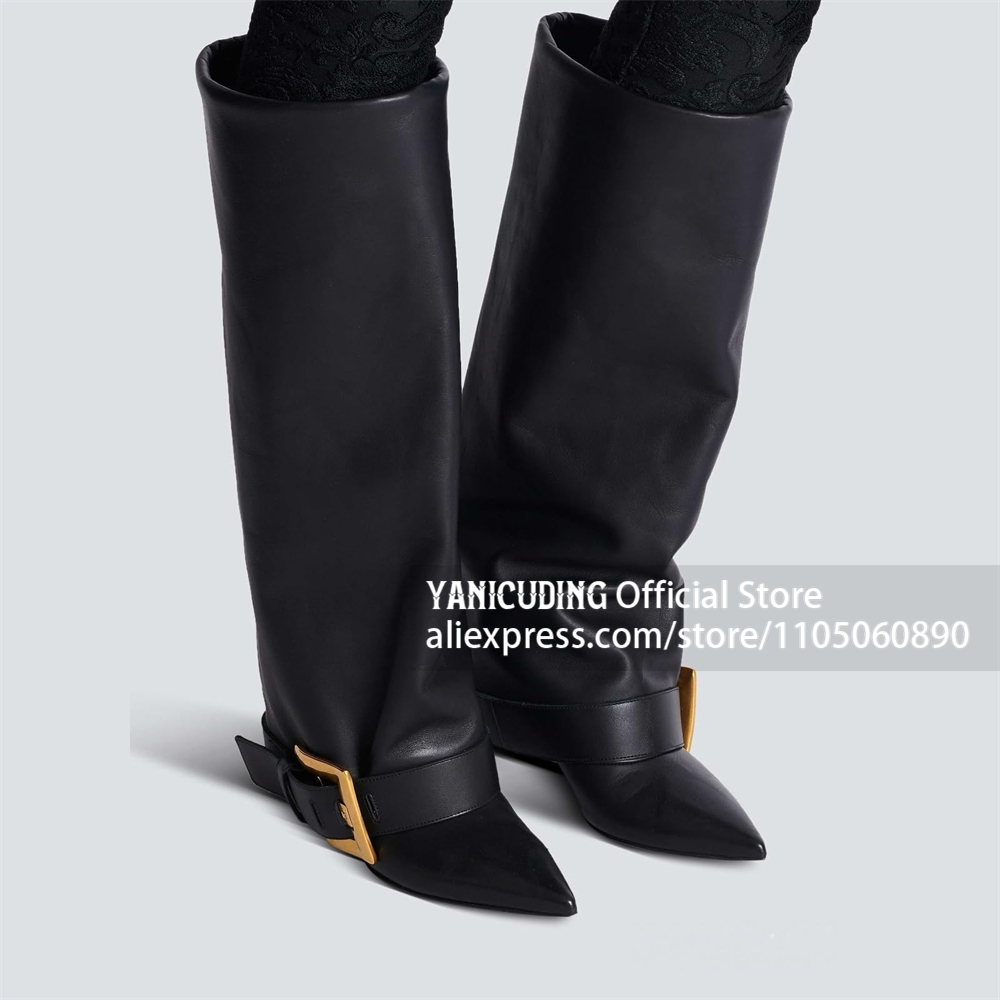 Botas de Couro PU Dobráveis Ac - Wide Fit Heels avaliação e preço