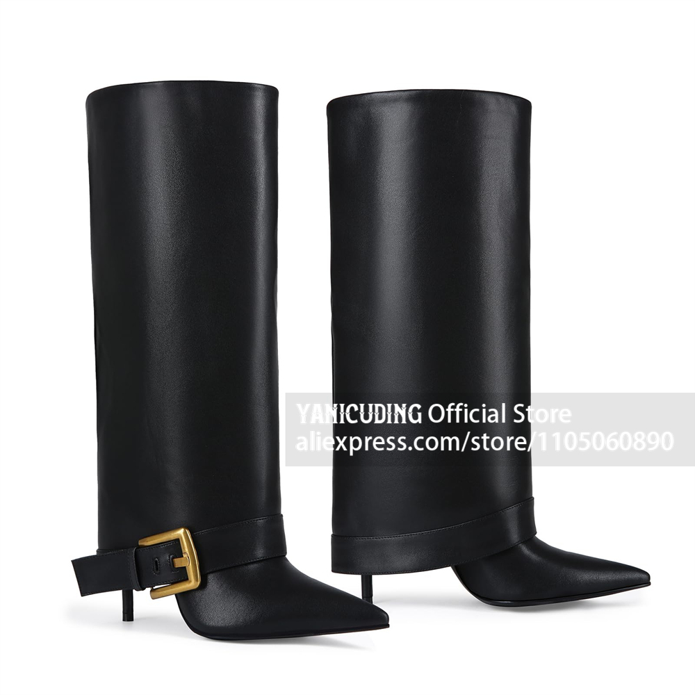 Botas de Couro PU Dobráveis Ac - Wide Fit Heels avaliação e preço