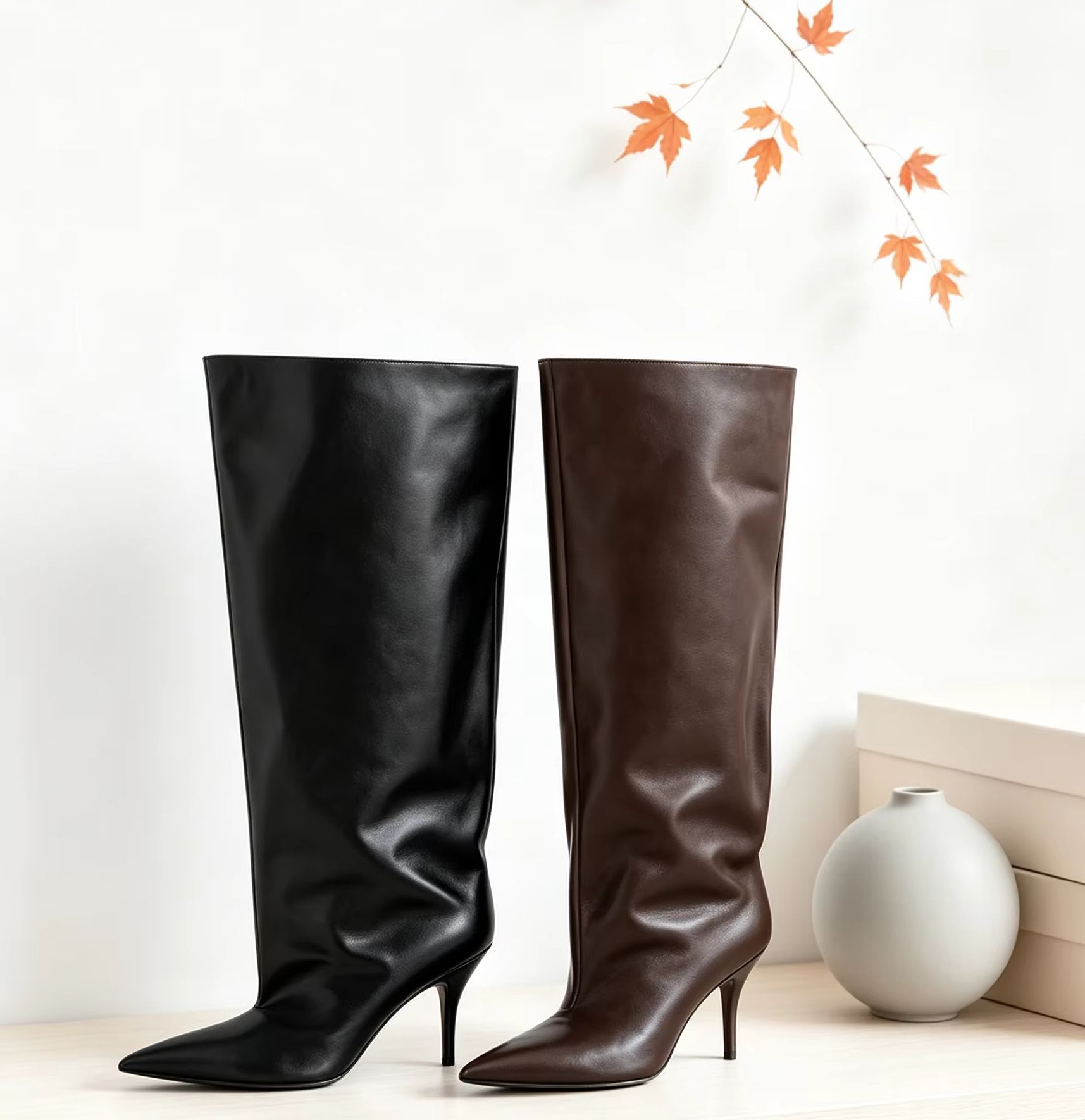 Bota Feminina Elegante de Cano - Wide Fit Heels avaliação e preço