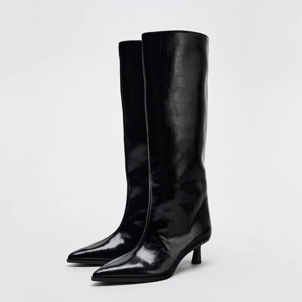 2026 bota larga tubo apontado  - Wide Fit Heels avaliação e preço